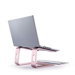 HYFAI Aluminum Laptop Stand for Desk Compatible with Mac MacBook Pro Air Apple Notebook, Portable Holder Ergonomic Elevator Metal Riser for 10 to 15.6 inch PC Laptop Computer(Pink)