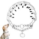 NAVESO Metal Choke Chain for Dog, Prong Collar for Dogs, Dog Training Collar, Anti Bark Collars for Dogs, Adjustable Dogs Collars with Comfort Rubber Tips, 4mmx60cm for Large Medium Small Dogs