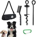 Black Rhino Heavy Duty Dog Tie Out Stake - Strong Ground Anchor for Small or Large Dog Up to 150 lbs - Dog Leads for Yard - Outdoor Dog Run for Camping Gear or Beach Accessories