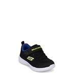 Skechers Boy's Skech-stepz 2.0 Mini Wanderer Sneaker, Black Textile Synthetic Blue Lime Trim, 9 UK Child