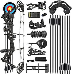 surwolf Archery Hunting Compound Bow Kit RTH 30-70 LBS Draw Length 23.5"-31", IBO 325FPS, Target Shooting Bow with Accessories for Bowfishing Archery Hunting (Black Archery Kit)