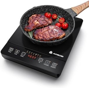 AAOBOSI Portable Induction Cooktop 20 Temperature & Power Levels,1800W Single Burner Electric Cooktop with 6.8 inch Heating Coil,Low Noise Hot Plate with Timer