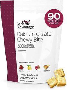 Bariatric Advantage - Calcium Citrate Chewy Bites 500mg Assorted Fruit Flavor for Bariatric Surgery Patients Including Gastric Bypass and Sleeve Gastrectomy, Sugar Free, 90ct