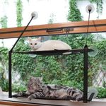 LIFIS Cat Window Hammock Folding Cat Bed for Window Perch Metal Frames Up to 55lb Double Layers Soft Mats Sunny Seat