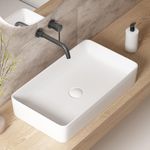 Rectangle Vessel Sinks for Bathrooms: 24 Inch Large Bathroom Vessel Sink, Modern White Porcelain Bathroom Sink, Ceramic Above Counter Sink Bowls for Bathroom Vanity