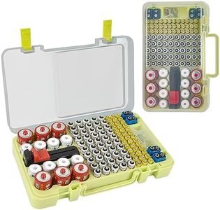 Battery Organizer Storage Case with Tester Checker. Batteries Holder Box Container for 120+ AA AAA 9V C D Lithium CR2025 CR1632 CR2032 Coin Cell Battery with Wall-Mounted Design -Green