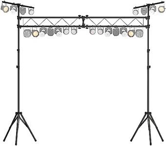 GEARit Lighting Truss System (x2) 12 Ft Tripod Stands With T-Bars (x2) 5 Ft Stage Trusses, 36 Mounting Points, Up to 200 Lbs Capacity for Pro-Grade Portable for DJ Lighting, Bands, Venues and Stages