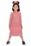 Tweeny Mini Girl Dress with Patchwork A-line Crew Neck Dress Cotton Jersey with Full Sleeves (4-5 Years, Red)