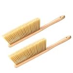 CLEACE Hand Broom Cleaning Brushes with Wooden Handle-Soft Bristles Dusting Brush for Cleaning Car/Bed/Couch/Draft/Garden/Furniture/Clothes 2Packs