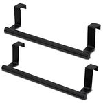 2pcs Over the Door Towel Rail, TACYKIBD Tea Towel Holder Hanger Storage, 23cm Dish Towel Holder for Hanging Over The Cupboard Drawer Cabinet Kitchen Bathroom Bar (Black)