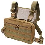 Croogo Tactical Recon Kit Bag Chest Bag Chest Front Pack Outdoor Sports Adjustable Radio Chest Harness Bags,Khaki-BDB03