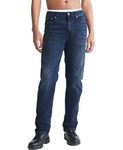 Calvin Klein Men's Straight Fit Jeans, Boston Blue Black, 34W x 32L