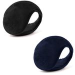 DENIMHOLIC Ear muffs for women, Ear muffs for men, Ear cover for winter, Ear Muffs/Ear Warmers (Pack of 2 : Black + Navy)