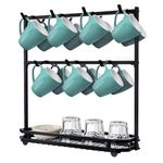 FANGSUN Large Coffee Mug Holder Stand Countertop, Tree Rack for 14 Mugs, 2 Tier Counter Display Storage, Metal Wire Tea Cup Holder for Coffee Station Kitchen Organizer, Not Included Mugs