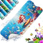 XIYUNTE Baby Bath Mat for Tub Non Slip, 40''x16'' Extra Long Bathtub Mat Non Slip, Safety Kids Bath Tub Mat with Suction Cups and Drain Holes, Machine Washable, Mermaid