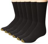 Gold Toe Men's Cushioned Cotton Short Crew Socks, 6-Pack, black, Shoe Size: 6-12.5