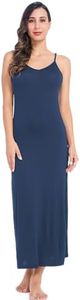 MANCYFIT Long Slips for Under Dresses Full Length Adjustable Spaghetti Strap Nightgown Navy XX-Large