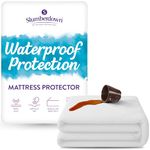 Slumberdown Waterproof Mattress Protector Double Bed - Super Absorbent & Spill-Proof, Soft Touch Cover, 30cm Deep Fitted Double Mattress Protector | Non-Allergenic & Washable (135 x 190cm)