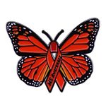 Multiple Sclerosis Awareness Butterfly MS Ribbon Orange Symbol 1.4" Enamel Pin Badge, 1.4 Inches, Enamel, enamel