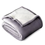 Bare Home Sherpa Fleece Blanket - Full/Queen Blanket - Blanket for Bed, Sofa, Couch, Camping and Travel - Warm & Lightweight - Fluffy & Soft Plush Blanket - Reversible (Full/Queen, Dusty Purple)