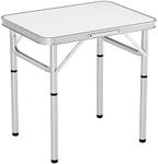 Weisshorn Camping Table, 60 x 45 58cm Folding Portable Picnic Camp Tables Outdoor Dining Set Trekology Desk Travel Hiking Beach BBQ Coffee Desks, Aluminum Adjustable Height Lightweight Silver