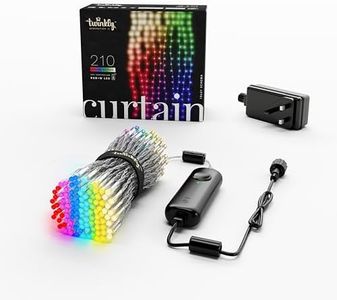 Twinkly Curtain 210 LED RGB+White, Outdoor and Indoor LED Light Chain, Smart Multicolor RGB and White Lights, Compatible with Alexa, Google Home, IP44, App Control, Transparent Wire, 1.5m x 2.1m