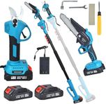 Clownya 4-in-1 Cordless Pole saw Pruning Set, Electric Pruning Shears & 6 Inch pole saws for tree trimming with 8ft Max Extension Pole, Two 20V 2.0Ah Batteries, Electric Pole Saw Tree Trimming Kit