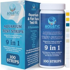 9-in-1 Aquarium Water Test Kit - 100 Freshwater & Saltwater Test Strips | Fish Tank Kit for pH, Nitrate, Nitrite, Hardness, Chlorine, Iron, Copper, Alkalinity, Carbonate | Quick & Reliable Results