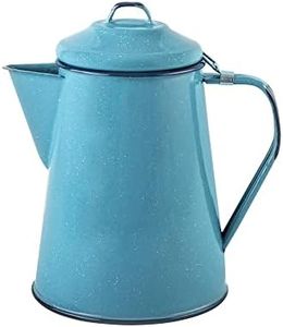 Cinsa Enamelware Coffee Pot (Turquoise Color) - 8 Cups - Camping Essentials - Hot Water for Coffee and Tea - Light and Resistant