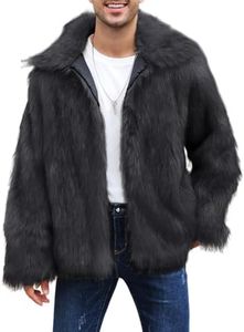 Gihuo Faux Fur Coat Winter Jackets for Men Mens Winter Coats Faux Fur Jacket Warm Fluffy Furry Trench Fake Fur Jacket (Darkgrey-XL)