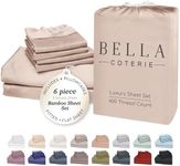 Bella Coterie 6 Piece Luxury Bamboo Viscose Split Top King Size Sheet Set | 34" Split for Adjustable Beds | 100% Organically Grown| Cooling | 18” Deep Pocket | 4 Pillowcases [Dusty Rose]