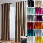 John Aird Luxury Faux Silk Fully Lined Eyelet Curtains (Mocha, 229cm Width x 229cm Drop (90"x 90")