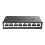 D-Link 8 Port Gigabit Unmanaged Metal Desktop Switch, Plug And play, QoS, Cable Diagnostics, Fanless design, Rugged Metal Housing, IEEE 802.3az Energy-Efficient Ethernet (EEE) (DGS-108) , Black