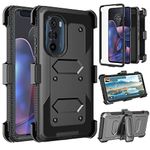 Takfox Moto Edge 2022 Case, for Motorola Edge 2022 Case Belt Clip Phone Holster, [Built-in Screen Protector] [Kickstand] Protective Heavy Duty Shockproof Rugged Cover-Black