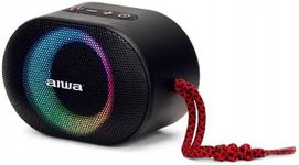 Aiwa BST-330RD - TWS Bluetooth Speaker Compact, Durable and Powerful with Hyperbass Technology, (10W Power, RGB Lighting, Card Reader, Waterproof), Colour: Black and Red