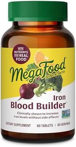 MegaFood Blood Builder, Iron Supplement, Support Energy and Combat Fatigue without Nausea or Constipation, Non-GMO, Vegan, 60 Tablets