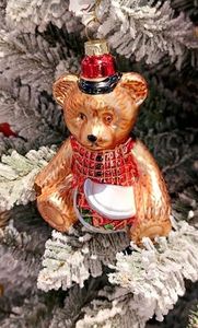 Wizardi Christmas Glass Ornament - Festive Bear F07M3-16 HB-SY25036