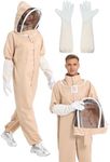 BEE SUIT Sting Proof for Men and Women - Full Body Beekeeping Suit with Detachable Fencing Veil and Goatskin Gloves, Ventilated Lightweight Beekeeper Suit for Honey Harvest & Hive Inspection(XXL)