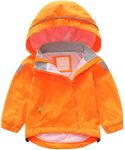 FABRST Toddler Boys Girls Raincoat Kids Fashion Rainbow Hooded Sun Jacket Baby Water Proof Outwear Fall Winter School Outfits, Orange, 8 Years