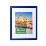 wyooxoo 11x14 Picture Frame Dark blue Solid Wood Photo Frames Display Pictures 8x10 with Mat or 11x14 Without Mat Colorful Frame For Tabletop Display or Wall