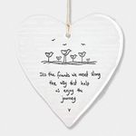 East of India Porcelain Hanging Heart ' It’s the friends we meet.' Gift