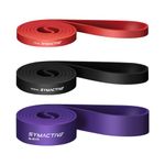 Amazon Brand - Symactive Heavy Resistance Band (Set of 3), with Door Anchor for Workout Set Exercise | Resistance Bands | Loop Bands | Toning Bands | Home & Gym | for Men & Women (Red/Black/Purple)