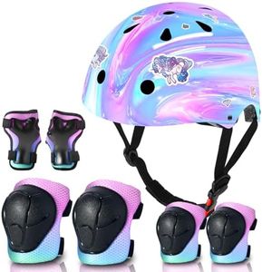 ETEETOW Adjustable Gradient Color Kids/Toddler Bike Helmet for 1-2-3-5-8-14 Years Boys Girls,Skateboard Helmet with Knee and Elbow Pads Wrist Guard Roller Skates,Cycling,Skating Scooter Longboard