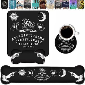 Wrist Rest Support Ergonomic Gel Mouse Pad & Memory Foam Keyboard Set, Non-Slip Rubber PU Base for Home Office Working Studying Easy Typing & Pain Relief, Ouija Board