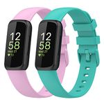 2 Pack Bands Compatible with Fitbit Inspire 3 Bnad for Women Men, Soft Waterproof Silicone Sport Replacement Wrist Band for Inspire 3 Watch