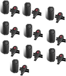 USUPERINK 113dB Bike Alarm, Motorcycle Alarm, Bicycle Alarms with Remote, Moped Alarm System, Car Vibration Sensor Alarm, Universal Strap Fits All Handlebar Sizes, IP65 Waterproof Super Loud, 10Pack