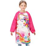 WERNNSAI Kids Art Smock - Unicorn Toddler Smock Artist Kids Painting Apron Waterproof Smock for Kids Painting Apron with Long Sleeve and Pocket Art Apron for Toddler Age 4-7 8-12 Years Girls Boys