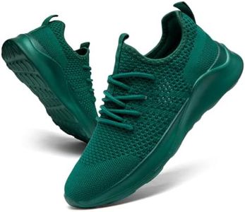 WOHHHW Women Walking Shoes Ladies Running Sneakers Breathable Mesh Sports Shoes Casual Lightweight Gym Lace up Sneakers Fitness Athletic Slip On Comfortable Dark Green US Size 7.5