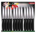 Alfi All-Purpose Knives Aerospace Precision Pointed Tip - Home And Kitchen Supplies - Serrated Steak Knives Set | Made in USA (Classic Black, 12 pack)