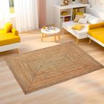 Kuber Industries 5x7 Feet Natural Look Jute Rug & Carpet for Home & Bedroom | Aesthetic Non-Slip Floor Rugs for Living Room | Light Brown